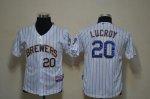 Jerseys Factory Cheap Brewers #20 Jonathan Lucroy White(blue str