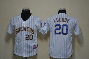 Jerseys Factory Cheap Brewers #20 Jonathan Lucroy White(blue str