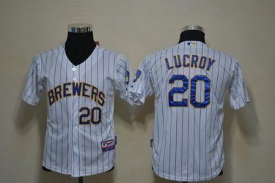 Jerseys Factory Cheap Brewers #20 Jonathan Lucroy White(blue str