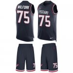 Jerseys Factory Cheap Nike Texans #75 Vince Wilfork Navy Blue Te