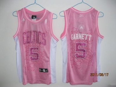 Jerseys Factory Cheap Celtics #5 Kevin Garnett Pink Women Fashio