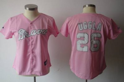 Jerseys Factory Cheap Braves #26 Dan Uggla Pink Women's Fashion