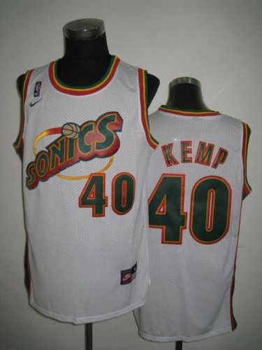 Jerseys Factory Cheap Thunder #40 Shawn Kemp White SuperSonics T