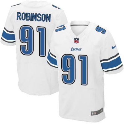 Jerseys Factory Cheap Nike Lions #91 A'Shawn Robinson White Men'