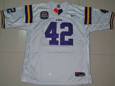 Jerseys Factory Cheap LSU Tigers #42 Michael Ford White 2012 BCS
