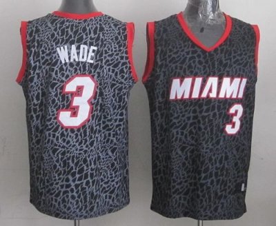 Jerseys Factory Cheap Heat #3 Dwyane Wade Black Crazy Light Stit