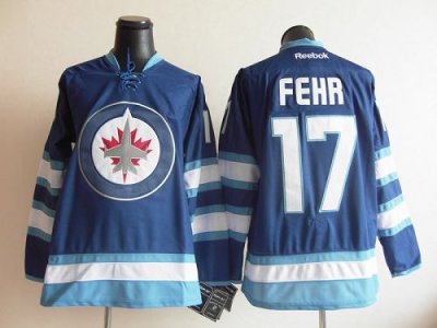 Jerseys Factory Cheap Jets #17 Eric Fehr Embroidered Dark Blue 2