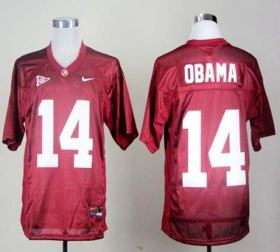 Jerseys Factory Cheap Crimson Tide #14 Barack Obama Red 14th Cha