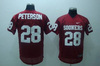 Jerseys Factory Cheap Sooners #28 Adrian Peterson Red Embroidere