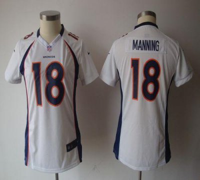 Jerseys Factory Cheap Nike Broncos #18 Peyton Manning White Wome