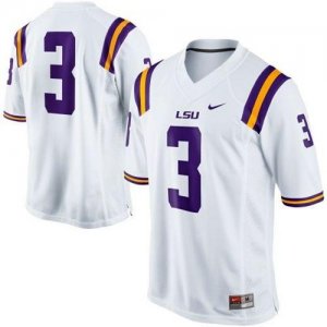 Jerseys Factory Cheap LSU Tigers #3 White Embroidered NCAA Jerse