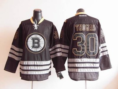Jerseys Factory Cheap Bruins #30 Tim Thomas Black Ice Embroidere