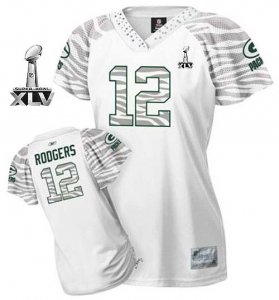 Jerseys Factory Cheap Packers #12 Aaron Rodgers White Women's Ze