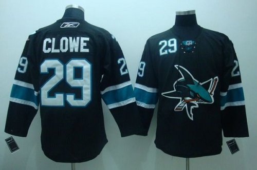 Jerseys Factory Cheap Sharks #29 Ryane Clowe Embroidered Black N