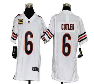 Jerseys Factory Cheap Nike Bears #6 Jay Cutler White With C Patc