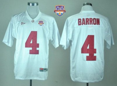 Jerseys Factory Cheap Crimson Tide #4 Mark Barron White 2013 BCS