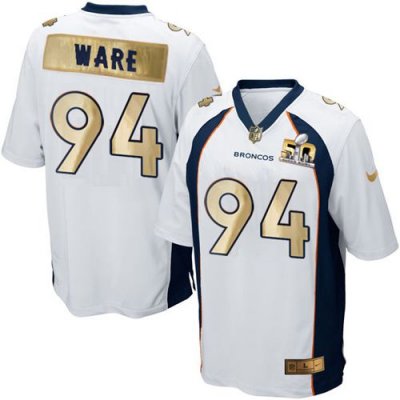 Jerseys Factory Cheap Nike Broncos #94 DeMarcus Ware White Men's