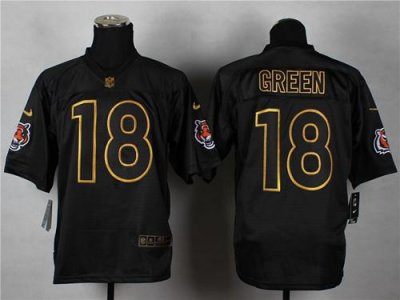 Jerseys Factory Cheap Nike Bengals #18 A.J. Green Black Gold No.
