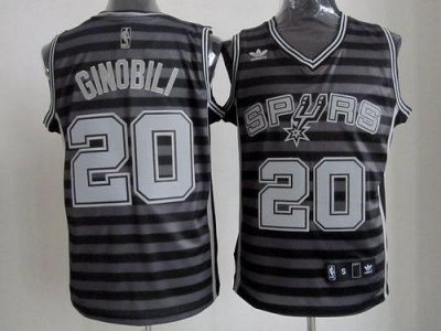 Jerseys Factory Cheap Spurs #20 Manu Ginobili Black/Grey Groove