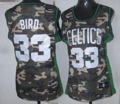 Jerseys Factory Cheap Celtics #33 Larry Bird Camo Women's Stealt