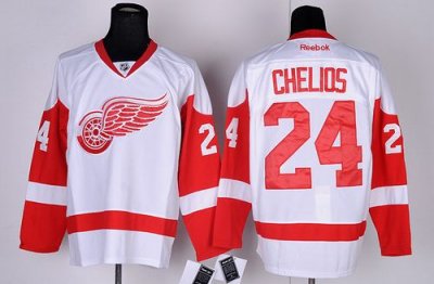 Jerseys Factory Cheap Red Wings #24 Chris Chelios White Embroide