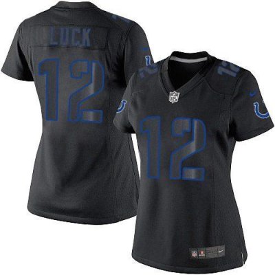 Jerseys Factory Cheap Nike Colts #12 Andrew Luck Black Impact Wo