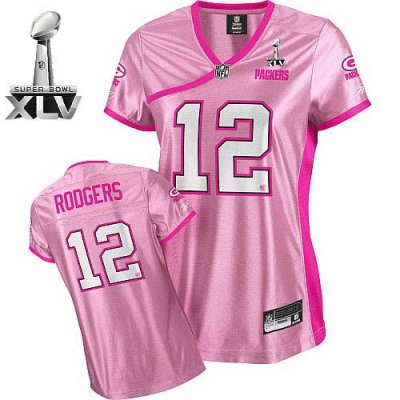 Jerseys Factory Cheap Packers #12 Aaron Rodgers Pink Lady Bowl S
