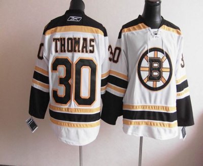 Jerseys Factory Cheap Bruins #30 Tim Thomas White Embroidered NH