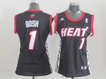 Jerseys Factory Cheap Heat #1 Chris Bosh Black Women's Road Embr