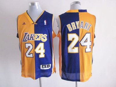 Jerseys Factory Cheap Lakers #24 Kobe Bryant Yellow/Purple Split