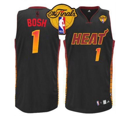 Jerseys Factory Cheap Heat #1 Chris Bosh Black Finals Patch Embr