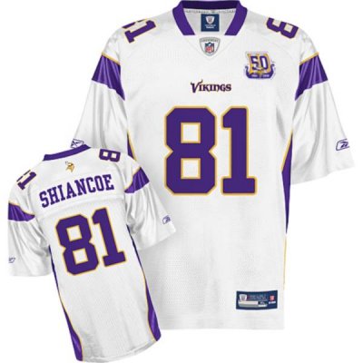 Jerseys Factory Cheap Vikings #81 Visanthe Shiancoe White With T