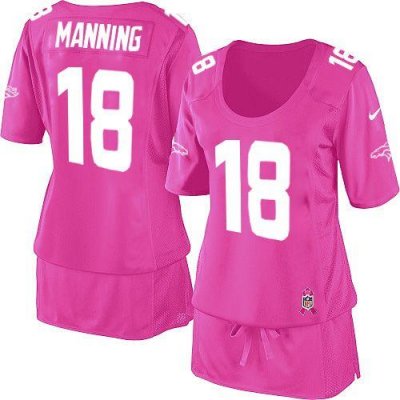 Jerseys Factory Cheap Nike Broncos #18 Peyton Manning Pink Women