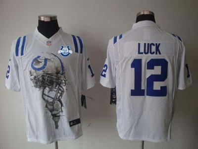 Jerseys Factory Cheap Nike Colts #12 Andrew Luck White With 30TH