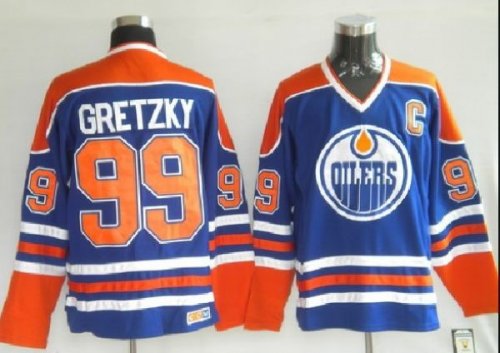 Jerseys Factory Cheap Oilers #99 Wayne Gretzky Embroidered Light