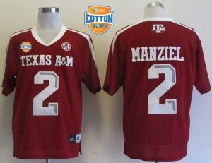 Jerseys Factory Cheap Aggies #2 Johnny Manziel Red SEC Patch AT&