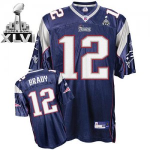 Jerseys Factory Cheap Patriots #12 Tom Brady Dark Blue Super Bow