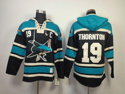 Jerseys Factory Cheap Sharks #19 Joe Thornton Blue Sawyer Hooded