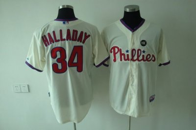 Jerseys Factory Cheap Phillies #34 Roy Halladay Embroidered Crea