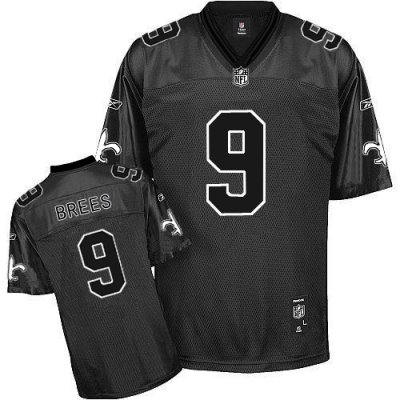 Jerseys Factory Cheap Saints #9 Drew Brees Black Shadow Stitched