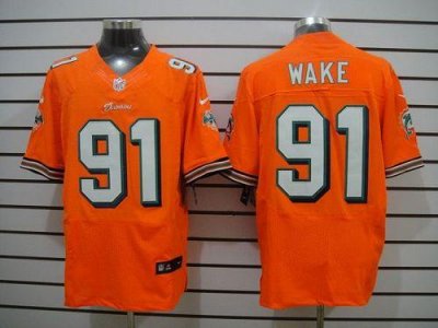Jerseys Factory Cheap Nike Dolphins #91 Cameron Wake Orange Alte