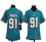 Jerseys Factory Cheap Nike Dolphins #91 Cameron Wake Aqua Green