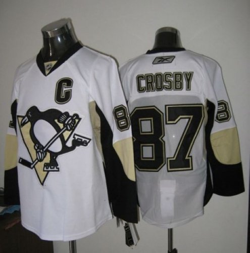 Jerseys Factory Cheap Penguins #87 Sidney Crosby Embroidered Whi