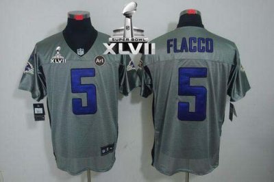 Jerseys Factory Cheap Nike Ravens #5 Joe Flacco Grey Shadow Supe