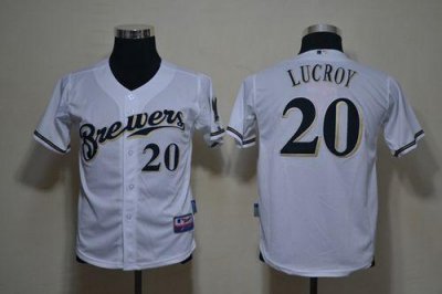 Jerseys Factory Cheap Brewers #20 Jonathan Lucroy White Cool Bas