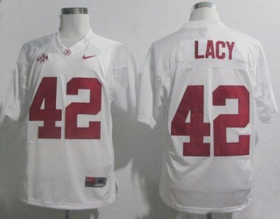 Jerseys Factory Cheap Crimson Tide #42 Eddie Lacy White SEC Patc