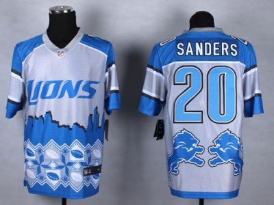 Jerseys Factory Cheap Nike Lions #20 Barry Sanders Blue Men's St
