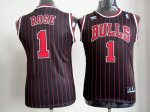 Jerseys Factory Cheap Bulls #1 Derrick Rose Black(Red Strip) Emb