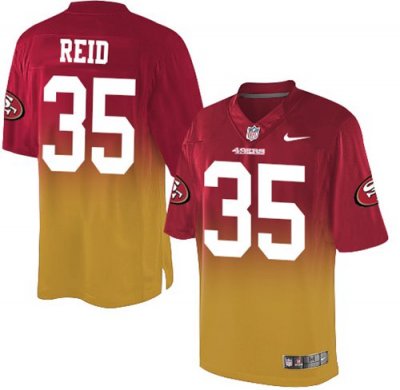 Jerseys Factory Cheap Nike 49ers #35 Eric Reid Red/Gold Men's St