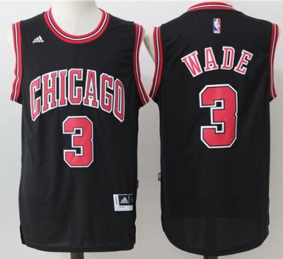 Jerseys Factory Cheap Bulls #3 Dwyane Wade Black Stitched NBA Je